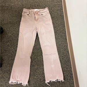 Blush Frayed Hem Flare Jeans